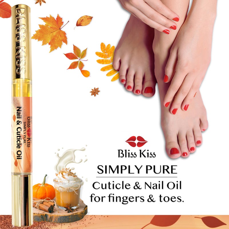 Bliss Kiss | 1 Pumpkin Spice Latte Fragrance | Nail Oil Cuticle Pen w/Vitamin E & Jojobaâ¤Nail Strengthener Nail Growth Serum for Brittle Peeling Breaking Thin Nails - Image 5
