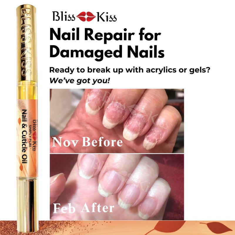 Bliss Kiss | 1 Pumpkin Spice Latte Fragrance | Nail Oil Cuticle Pen w/Vitamin E & Jojobaâ¤Nail Strengthener Nail Growth Serum for Brittle Peeling Breaking Thin Nails - Image 3