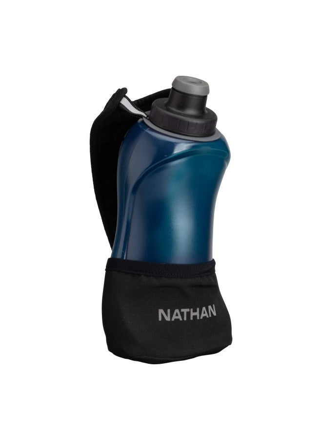 Nathan Running Handheld Quick Squeeze. No-Grip Adjustable Hand Strap. 12Oz   18Oz   Insulated. Reflective Hydration Water Bottle.  18Oz  Black Blue - Image 1