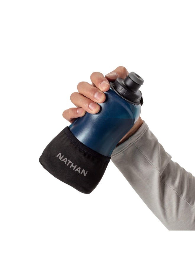 Nathan Running Handheld Quick Squeeze. No-Grip Adjustable Hand Strap. 12Oz   18Oz   Insulated. Reflective Hydration Water Bottle.  18Oz  Black Blue - Image 4