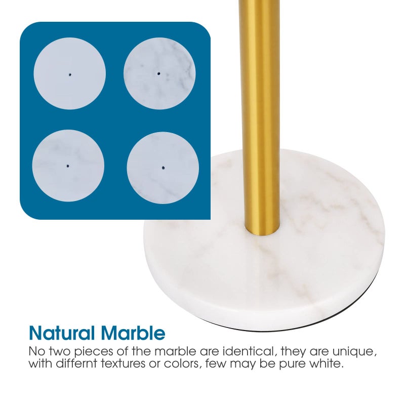 Siwil Paper Towel Holder Stand  One-Handed Ripping Paper Towel Roll Holder Countertop  Heavy Marble Base  Not Tip Over - (Marble Base  Gold) - Image 4