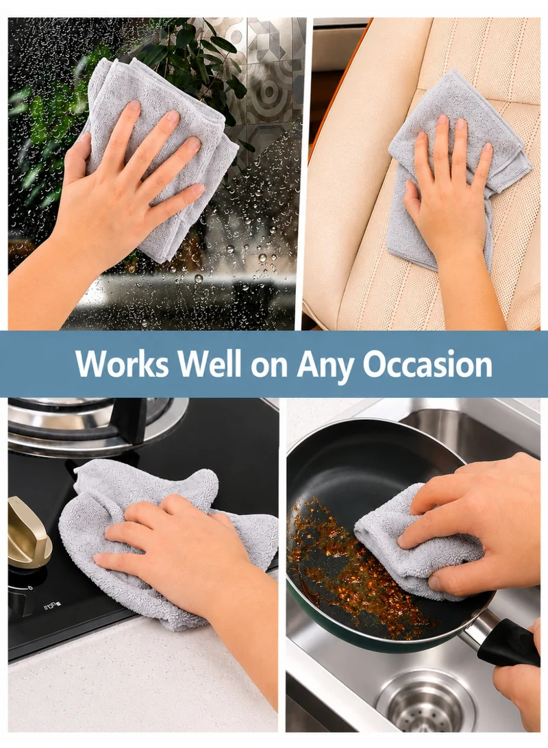 Donetella Light Grey 6-Pack Microfiber Kitchen Towels 35×35 cm Size – 330 GSM, Highly Absorbent, Quick Dry, Lint Free, Streak Free | Dish & Counter Cleaning  | Best Price UAE
