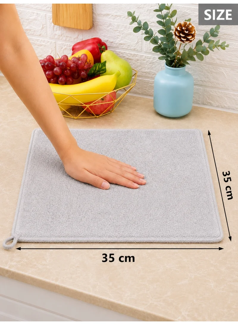 Donetella Light Grey 6-Pack Microfiber Kitchen Towels 35×35 cm Size – 330 GSM, Highly Absorbent, Quick Dry, Lint Free, Streak Free | Dish & Counter Cleaning  | Best Price UAE
