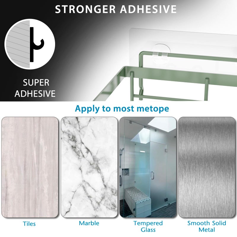 Moforoco رف تنظيم الدش موفوروكو، رفوف حمام سوداء لاصقة، تنظيم وتخزين ديكور داخلي لمنزل المزرعة، ملحقات RV، أساسيات شقة أول كامبري - Image 3