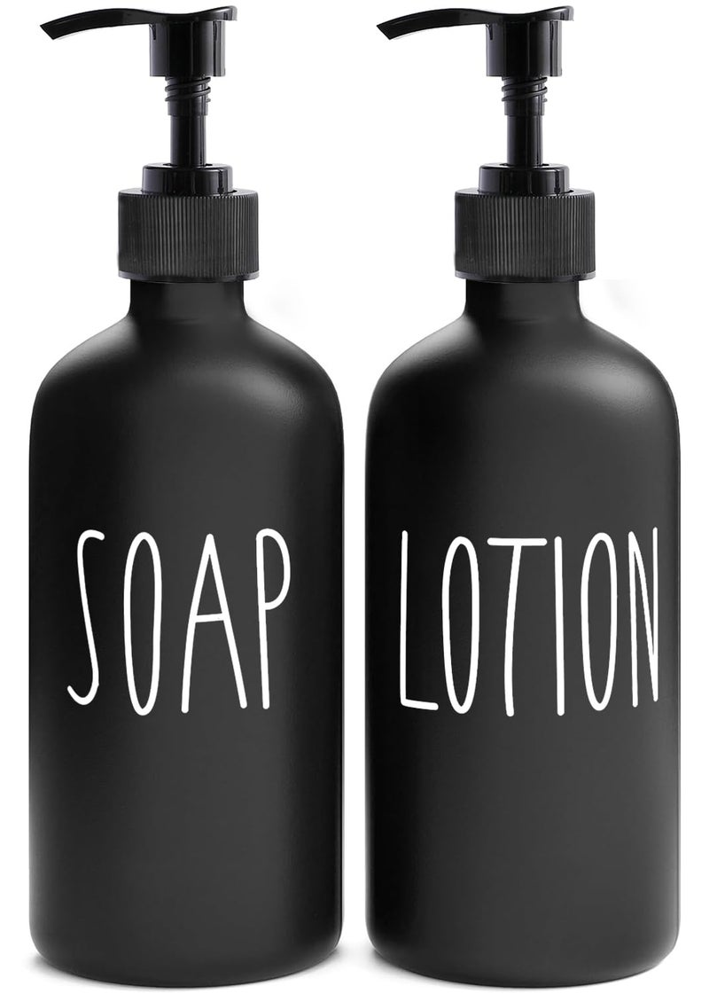 MOMEEMO Matte Black Soap Dispenser Bathroom Set, Contains Lotion and Hand Soap Dispenser, Suitable for Bathroom Decor Farmhouse Style. (Black) - Image 1