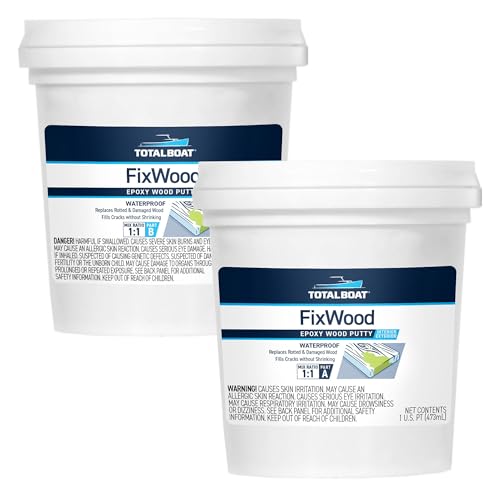 TotalBoat Fixwood Marine Grade Epoxy Putty Stainable Paste Filler for Damaged Wood Repair or Replacement 2Pint Kit white - Image 1