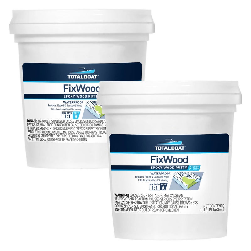 TotalBoat Fixwood Marine Grade Epoxy Putty Stainable Paste Filler for Damaged Wood Repair or Replacement 2Pint Kit white - Image 2
