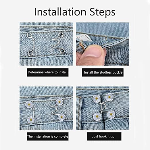 THECLOUDMALL THECLOUDMALL 4Pcs Adjustable Waist Buckle Adjustable Waist Buckle Extender Jean Buttons Jean Buttons Pins Replacement No Sew Instant Button Detachable  - Image 3