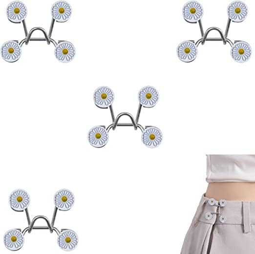 THECLOUDMALL THECLOUDMALL 4Pcs Adjustable Waist Buckle Adjustable Waist Buckle Extender Jean Buttons Jean Buttons Pins Replacement No Sew Instant Button Detachable  - Image 1