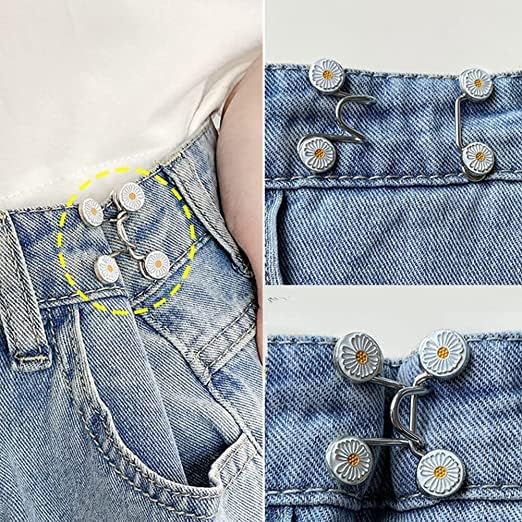 THECLOUDMALL THECLOUDMALL 4Pcs Adjustable Waist Buckle Adjustable Waist Buckle Extender Jean Buttons Jean Buttons Pins Replacement No Sew Instant Button Detachable  - Image 5