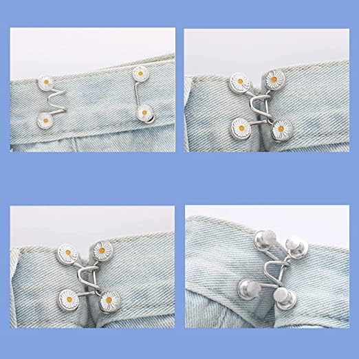THECLOUDMALL THECLOUDMALL 4Pcs Adjustable Waist Buckle Adjustable Waist Buckle Extender Jean Buttons Jean Buttons Pins Replacement No Sew Instant Button Detachable  - Image 4