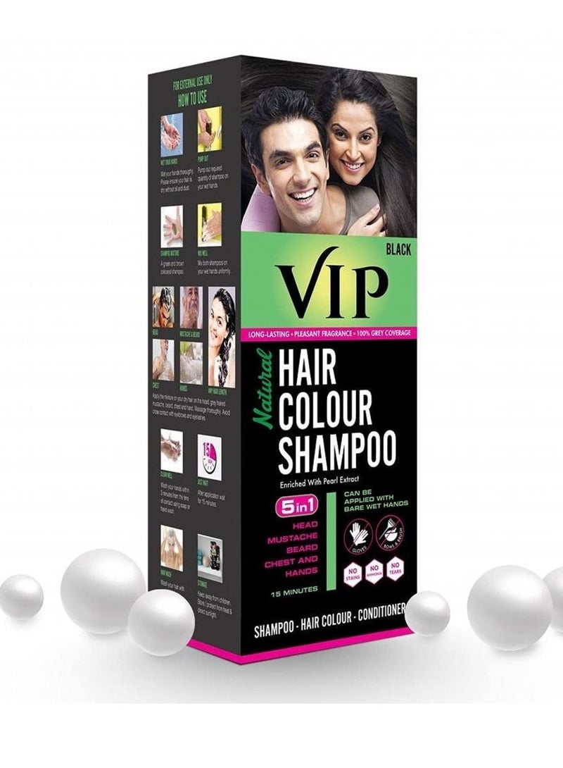 VIP Natural Hair Colour Shampoo Black 180ml - Image 1