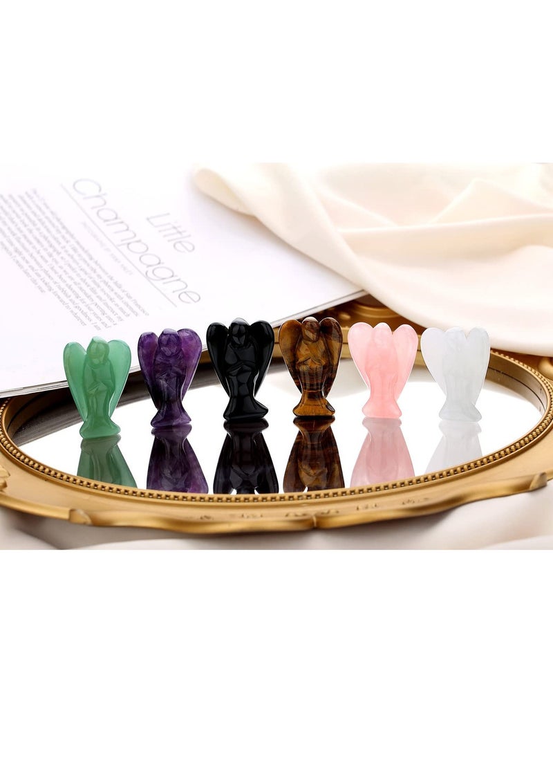SYOSI 5PCS Crystal Decor Figurines 1.5"Amethyst Rose Quartz Opal Black Obsidian Tiger Eye Polished Stones Statue Cute Carved Gemstone Room Office Desk Guardian Home Reiki Pocket  - Image 3