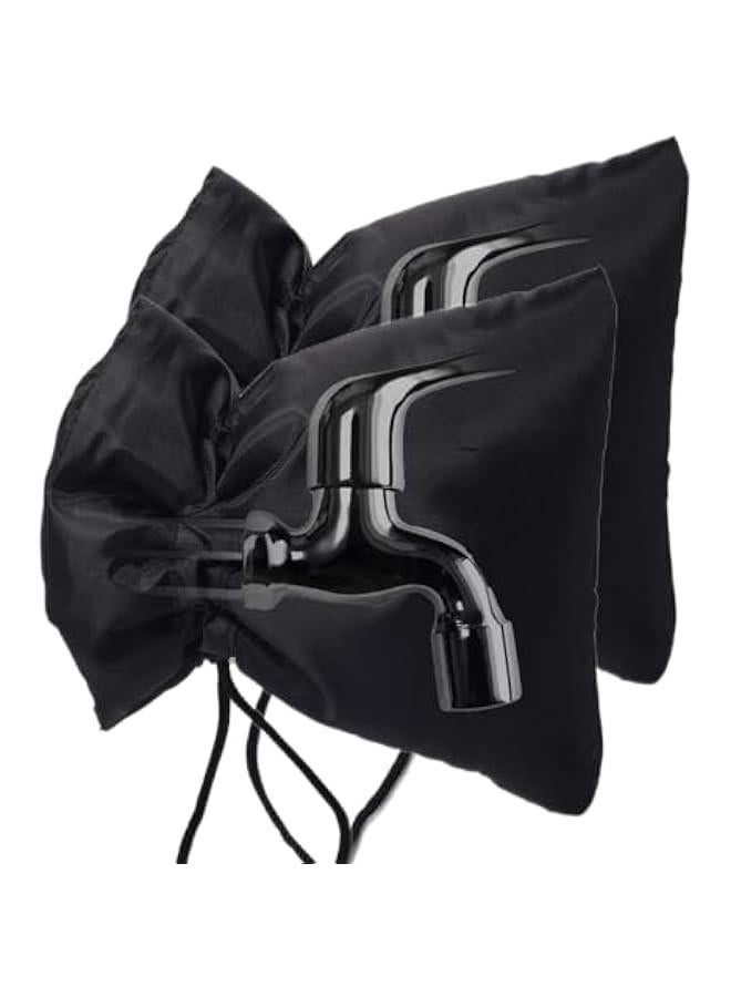 Outdoor Water Faucet Cover for Winter,9.8H x 7.1W Outside Thickened Faucet Covers for Winter Freeze Protection, Reusable Waterproof Faucet Socks (Black, 2 Pieces)  - Image 1