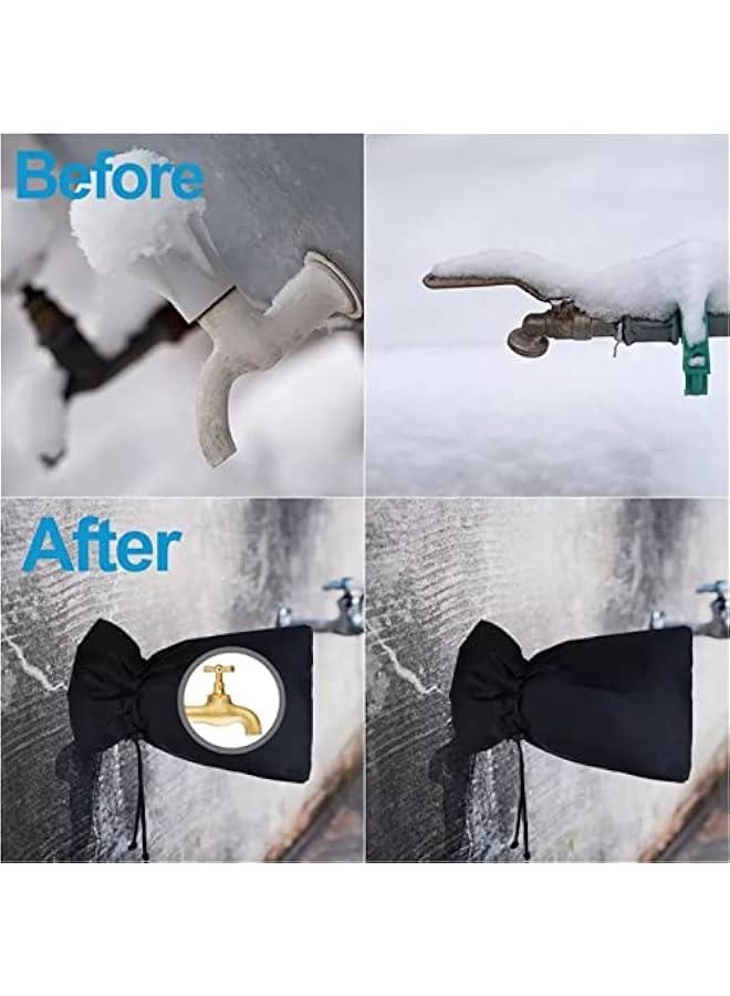 Outdoor Water Faucet Cover for Winter,9.8H x 7.1W Outside Thickened Faucet Covers for Winter Freeze Protection, Reusable Waterproof Faucet Socks (Black, 2 Pieces)  - Image 2