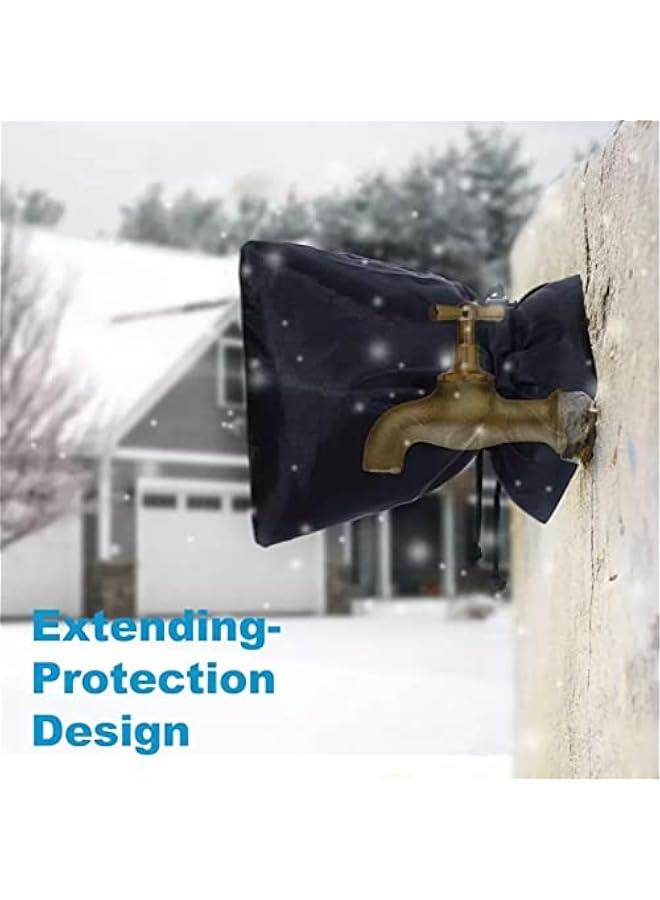 Outdoor Water Faucet Cover for Winter,9.8H x 7.1W Outside Thickened Faucet Covers for Winter Freeze Protection, Reusable Waterproof Faucet Socks (Black, 2 Pieces)  - Image 4