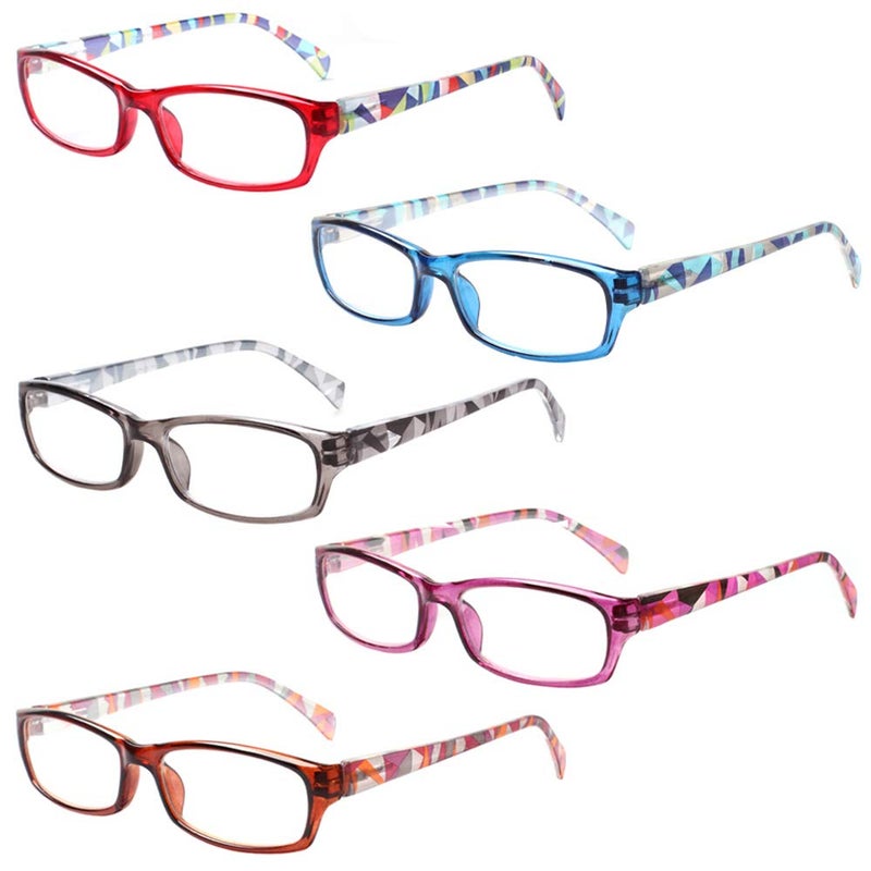Henotin 5Pack Reading Glasses Blue Light Blocking Anti Eyestrain Computer Reading Glasses for Women and Men Readers Mixed color 150