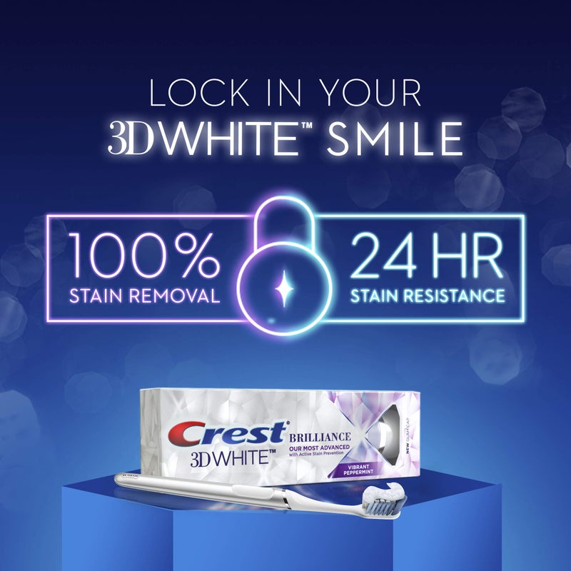 Crest 3D White Brilliance Toothpaste, Vibrant Peppermint, 3.9 Oz (Pack of 3) - Image 5
