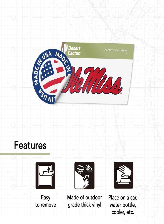 Desert Cactus University of Mississippi Sticker Rebels Ole Miss U of M Vinyl Decal Laptop Water Bottle Car Scrapbook (IND 7) - Image 4
