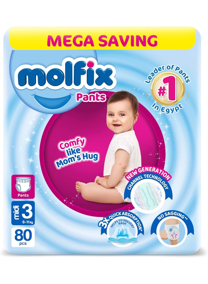 Molfix Pants Diapers - Size 3 - 80 Pieces - Image 2