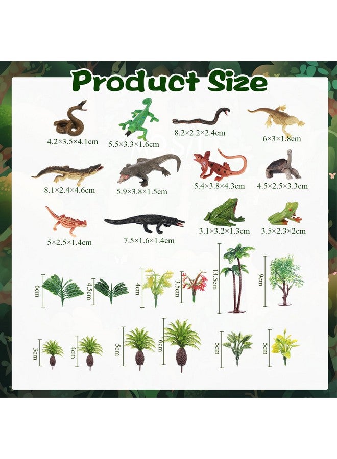 Sratte 26 قطعة تماثيل حيوانات برمائية مجموعة أدوات مشروع بلاستيكية زواحف سحلية ثعبان مجموعة ألعاب زينة كعكة نماذج أشجار للأطفال الصغار هدية تعليمية عيد ميلاد (الصينية غير مشمولة) - Image 2