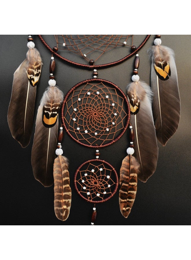 Urdeoms Large Dream Catchers for Bedroom Adult Brown Boho Dream Catcher Wall Decor with Turquoise Hanging Ornament Teen Dorm Room Decor Festival Gift (NO.9) - Image 2