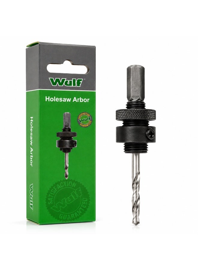 WULF Holesaw Arbor A2 Hex Constant Pitch Adapter with Pilot Drill Bit, Heavy Duty Hole Saw Mandrel for Wood, Metal, Plastic & Professional Drilling Applications - Image 1