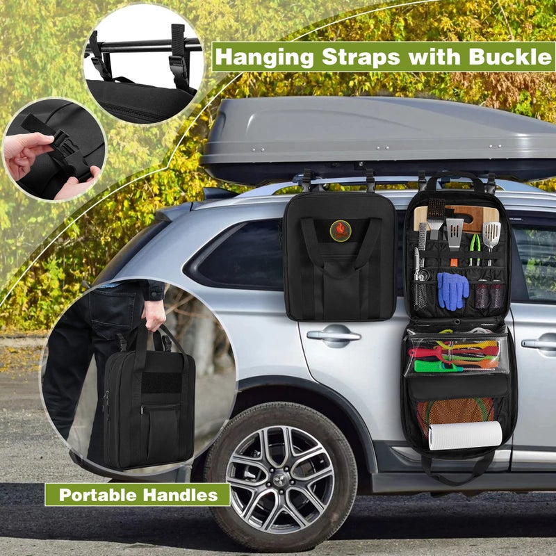 HODRANT Hanging Camp Utensil Organizer with Towel Paper Holder, Portable Camping Kitchen Cookware Bag for Knives, Forks, Spoons & More, Outdoor Cooking Tools Storage Box for Travel & Hiking, Bag Only - Image 2