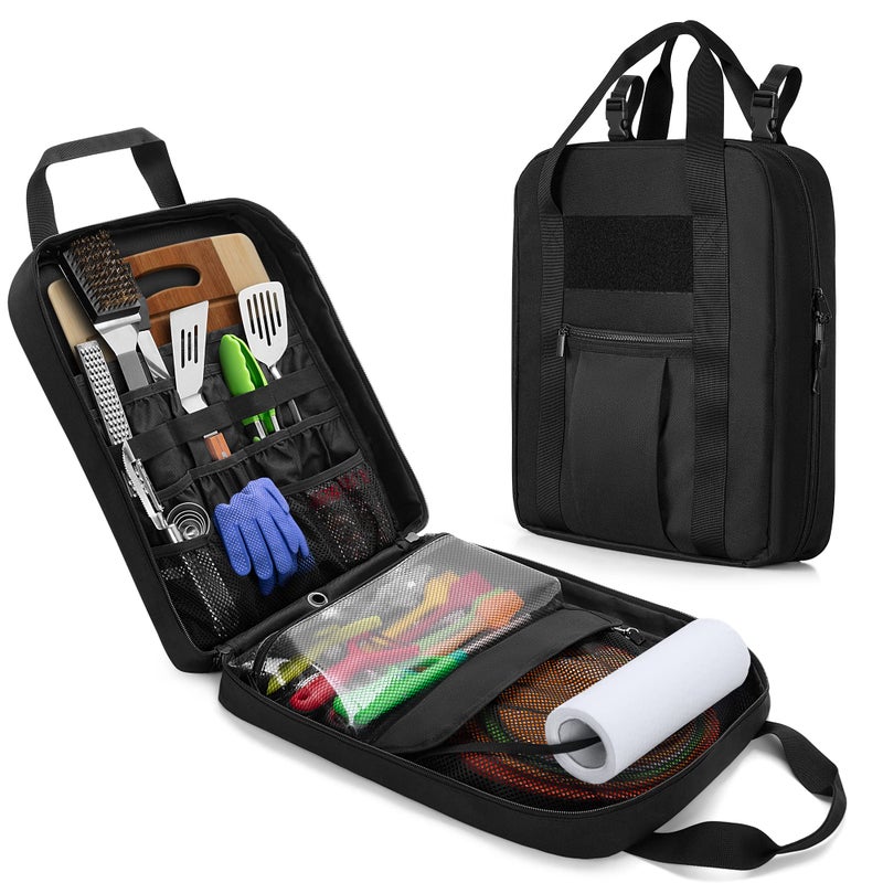 HODRANT Hanging Camp Utensil Organizer with Towel Paper Holder, Portable Camping Kitchen Cookware Bag for Knives, Forks, Spoons & More, Outdoor Cooking Tools Storage Box for Travel & Hiking, Bag Only - Image 1