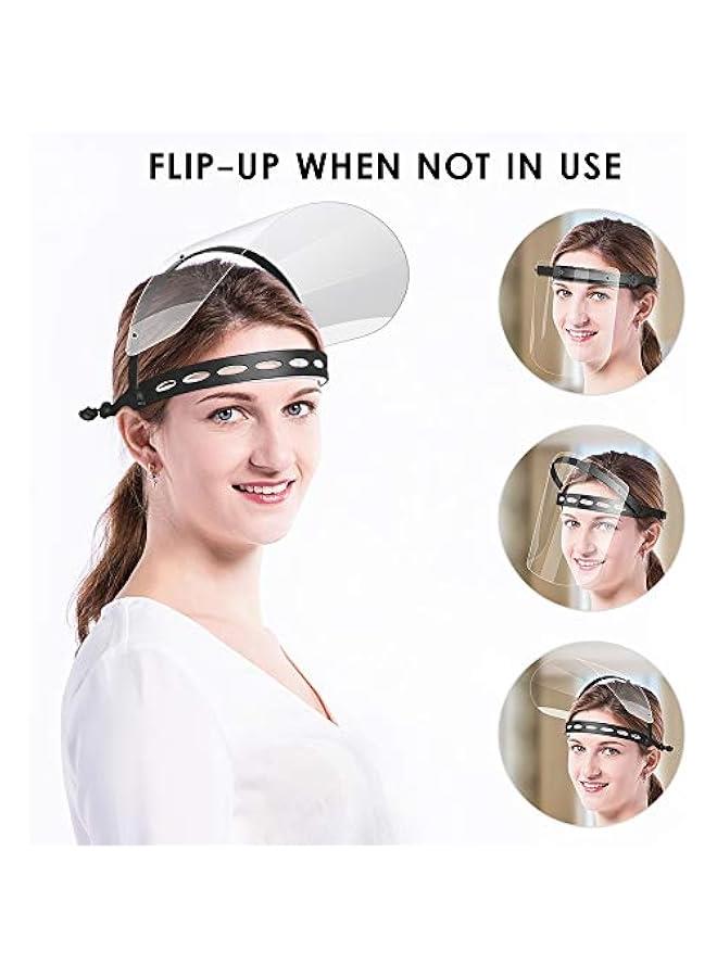 Arabest Adjustable Face Shield（2pack+10visors）, All-Round Protection Cap with Clear Anti-Fog Shields, Lightweight Transparent Face Shields(2 Support Frame + 10 Replaceable Visors+ 4 Sponge Strips)-Black  - Image 3