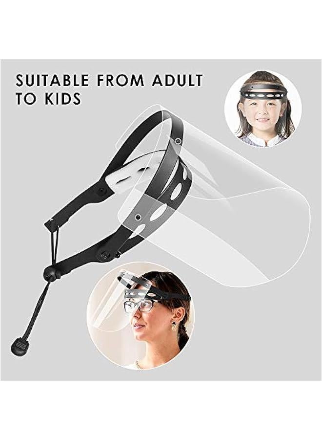 Arabest Adjustable Face Shield（2pack+10visors）, All-Round Protection Cap with Clear Anti-Fog Shields, Lightweight Transparent Face Shields(2 Support Frame + 10 Replaceable Visors+ 4 Sponge Strips)-Black  - Image 4