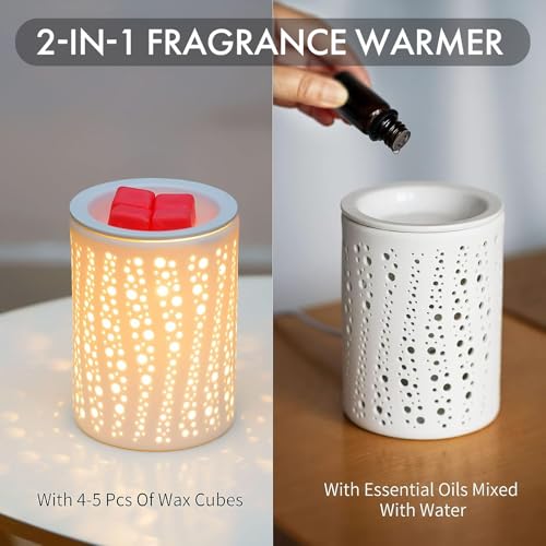 PALANCHY Wax Melt Warmer Ceramic Oil Burner Electric Candle Wax Warmer Burner Melter Fragrance Warmer for Home Office Bedroom Aromatherapy Gift & Decor 2 Bulbs Included Gift Box Packaged - Image 2