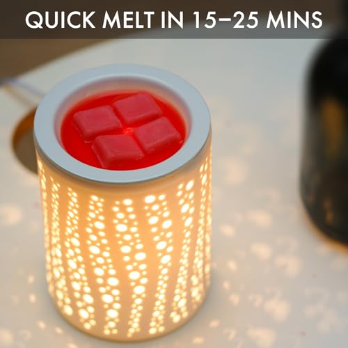 PALANCHY Wax Melt Warmer Ceramic Oil Burner Electric Candle Wax Warmer Burner Melter Fragrance Warmer for Home Office Bedroom Aromatherapy Gift & Decor 2 Bulbs Included Gift Box Packaged - Image 4