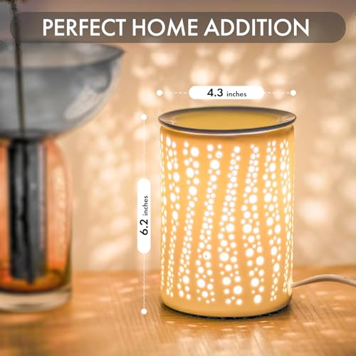 PALANCHY Wax Melt Warmer Ceramic Oil Burner Electric Candle Wax Warmer Burner Melter Fragrance Warmer for Home Office Bedroom Aromatherapy Gift & Decor 2 Bulbs Included Gift Box Packaged - Image 5