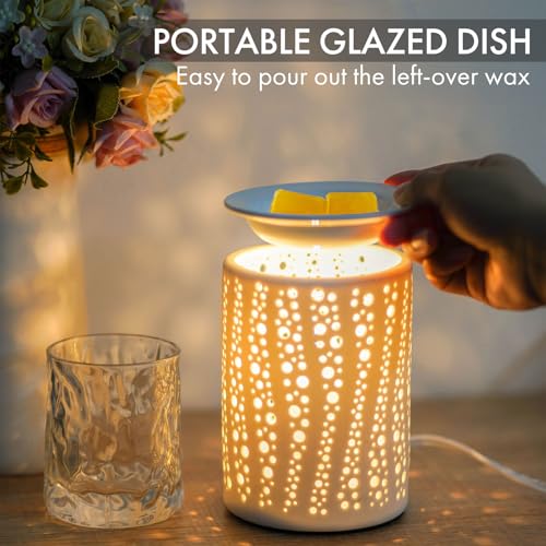 PALANCHY Wax Melt Warmer Ceramic Oil Burner Electric Candle Wax Warmer Burner Melter Fragrance Warmer for Home Office Bedroom Aromatherapy Gift & Decor 2 Bulbs Included Gift Box Packaged - Image 3