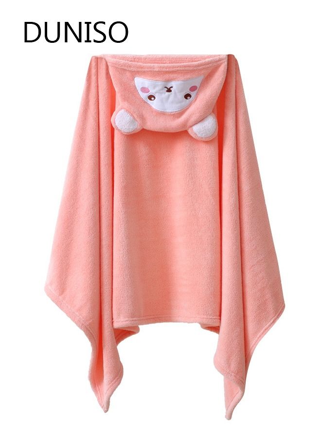 DUNISO Baby Animal Face Hooded Bathrobe Coral Fleece Hooded Baby Towel Washcloth ,Soft Bath Towel, Super Absorbent Bathrobe for Baby - Image 1