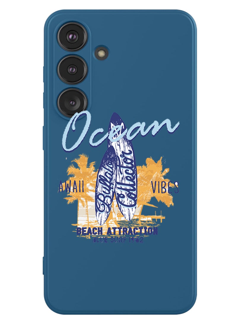 Theodor Protective Slim Fit Case Liquid Silicone Cover with Full Body Protection Anti-Scratch Shockproof Case For Samsung Galaxy S24 (Blue) - Ocean - Image 1