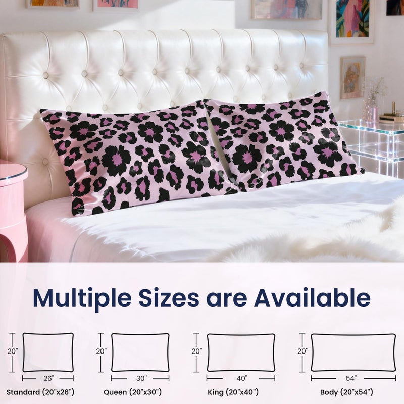 EXQ Home Satin Pillowcase for Hair and Skin Queen - Printed Sweet Leopard Silk Pillow Cases 2 Pack 20x30 inches - Satin Pillow Cases Set of 2 with Envelope Closure, Gifts for Women Men - Image 4