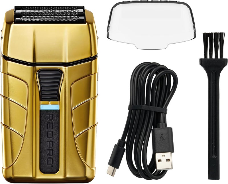 RED Pro Titanium Foil Shaver CordCordless Shaver for Men Powerful Electric Razor USBC Rechargeable Up to 170 Minutes of Run Time Quiet Durable and Portable Matte Gold