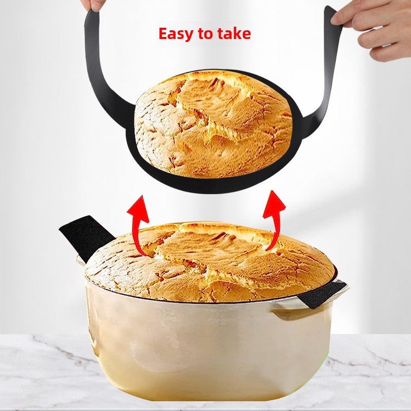 Long handle non-stick Dutch pot mat black oil-proof easy to clean silicone baking mat baking temperature Dutch pot mat(gray oval) - Image 5