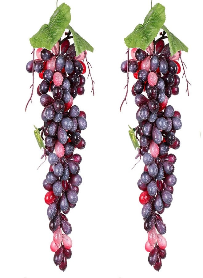 Bairdish بيرديش قطعتان من عنب العقيق الواقعي، ثمار عنب صناعية، حزم عنب مزيفة لتزيين الحدائق، سلال الفاكهة، المتاجر، أدوات تعليمية للأطفال (110 حبات، 13 بوصة) - Image 1