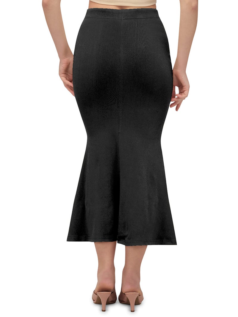 Mehrang Stretchable Saree Shapewear Petticoat for Women, Cotton Blended,Petticoat,Skirts for Women,Shape Wear Dress for Saree Black - Image 4