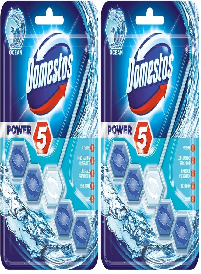 Domestos Power 5 Ocean Toilet Rim Block 55g (Pack of 2) - Image 1