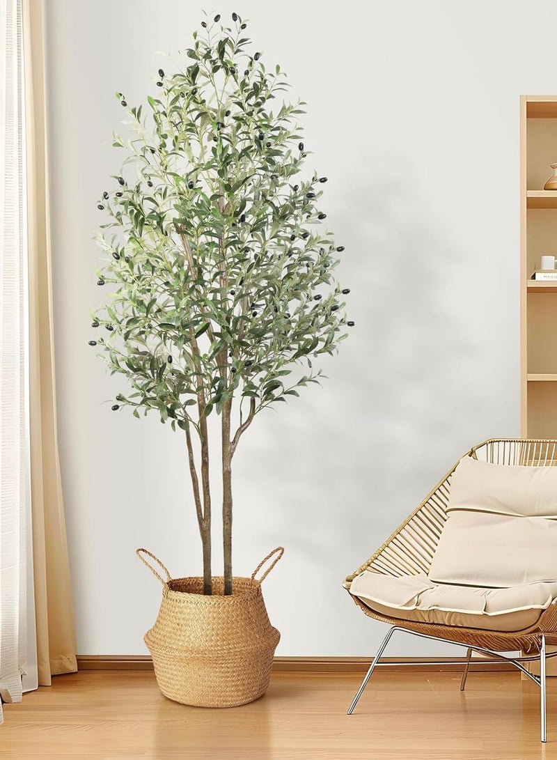 شجرة زيتون اصطناعية (بطول 5 أقدام / حوالي 1.6 متر - شجرة كبيرة اصطناعية داخلية) – شجرة زيتون حريرية في أصيص لتزيين المنزل العصبي وهدايا لاستقبال المنازل الجديدة - Image 1