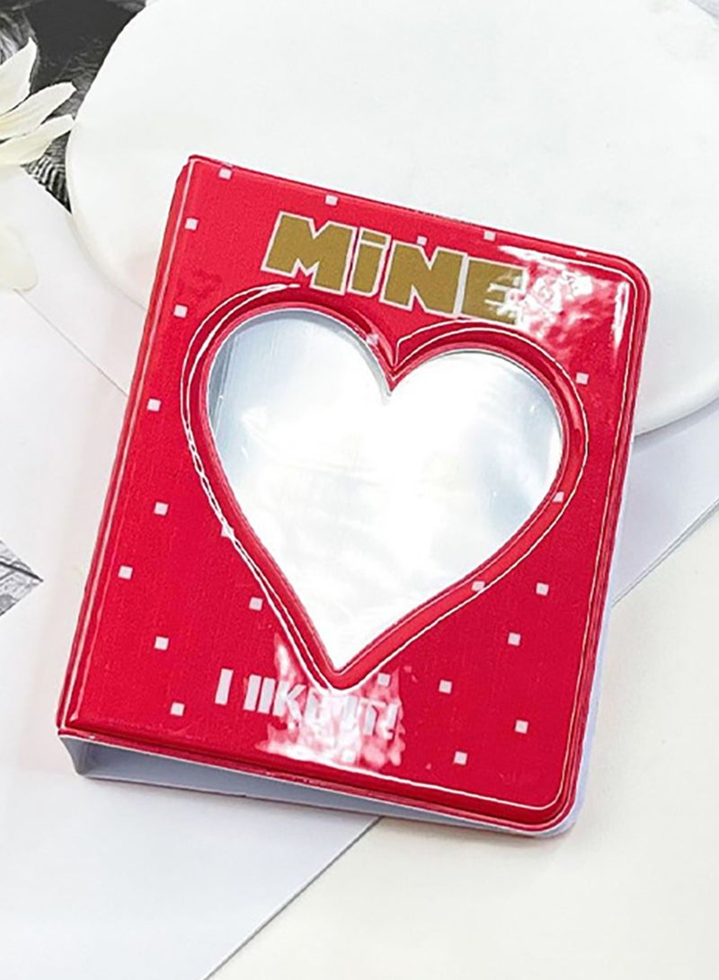 NIIMBOT 3 Inch Mini Photo Album Kpop with 128 Pockets, Photocard Binder Album Love Heart Hollow Design, Mini Photo Card Book Holder Super Kawaii Photocard Holder Binder for Business Card DIY Collection Red  - Image 2