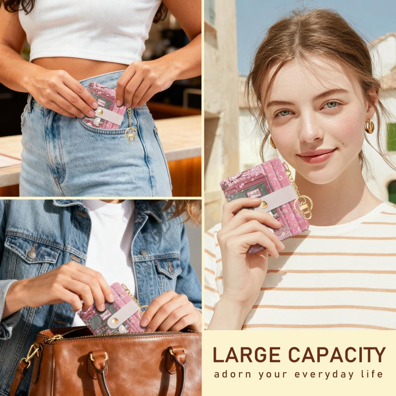 Jogjam Cute Kawaii White Cats Rfid Ladies Wallet, Small Credit Card Women Wallet, Japanese Dessert House PU Leather Bifold Cash Zipper Coin Pocket for Female - Image 2