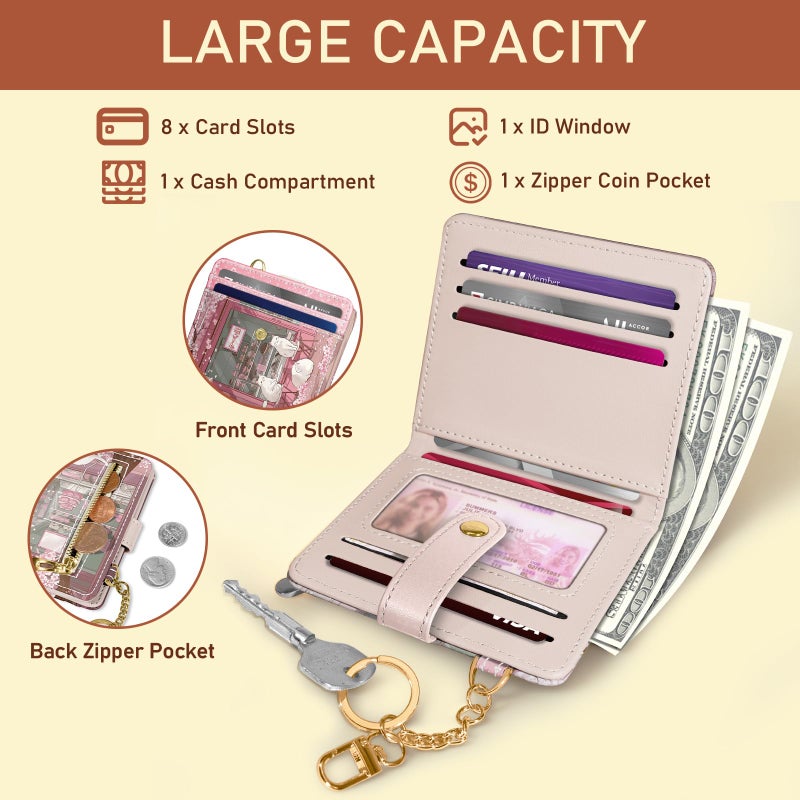 Jogjam Cute Kawaii White Cats Rfid Ladies Wallet, Small Credit Card Women Wallet, Japanese Dessert House PU Leather Bifold Cash Zipper Coin Pocket for Female - Image 4