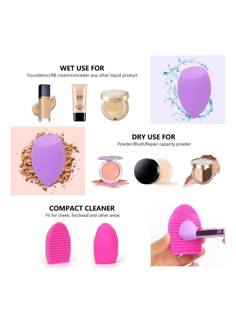 Premium 11 Pcs Professional Makeup Brushes Set with Synthetic Foundation Contour Eye Shadow and Cleaning Tools in Purple - Image 4