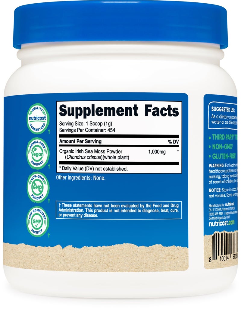 Nutricost Organic Irish Moss Powder (1 LB) - Gluten Free, Non-GMO, Vegetarian Friendly - Image 2