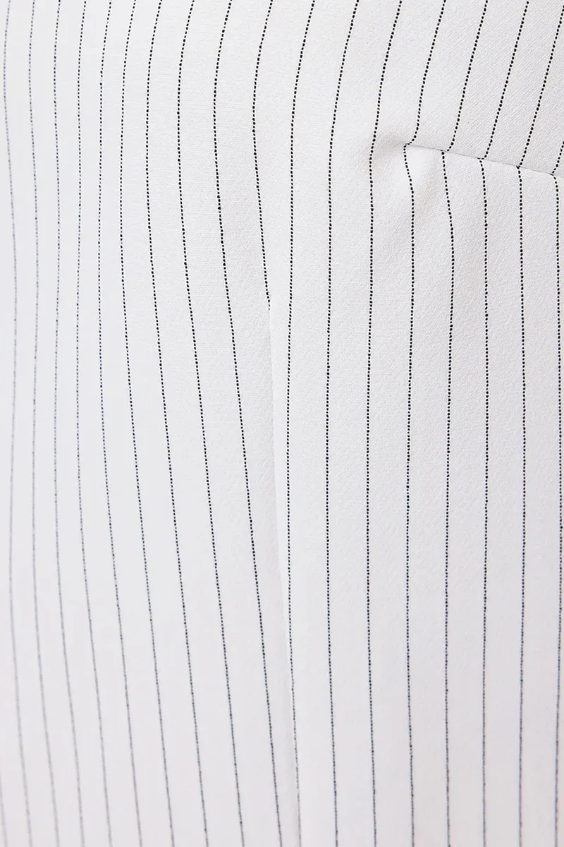 Hiccup White Striped Square Neck Sleeveless Mini Dress for Women | Best Price UAE